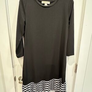 Micheal Kors Black and White Striped Hem Dress